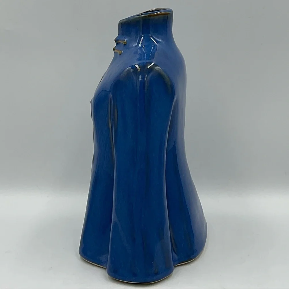 Vintage Blue Glazed Vase- Asian Themed Robe Kimono